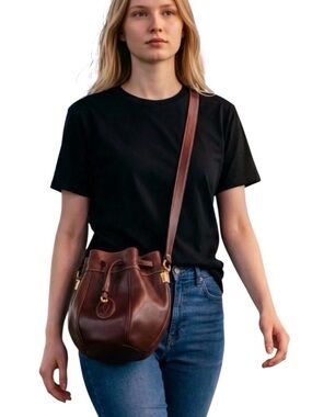 Cartier Brown Leather Bucket Crossbody Bag